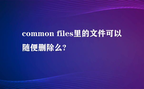 common files里的文件可以随便删除么?