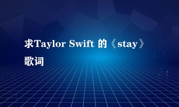 求Taylor Swift 的《stay》歌词