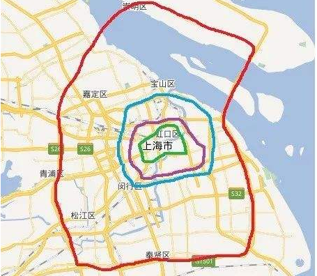 上海内环内面积，中环面积，内外环间面积？